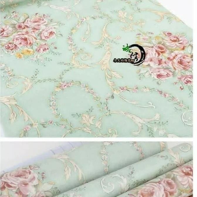 lub Wallpaper Dinding Stiker termurah hijau bunga mawar merah klasik