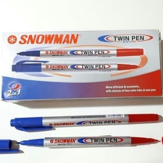 

SPIDOL TWINPEN SNOWMAN 2 WARNA / 2 SISI [LUSIN]