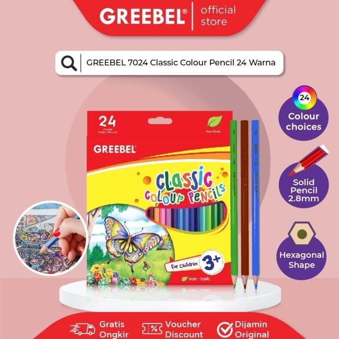 

Best - GREEBEL PENSIL WARNA 7024 CLASSIC COLOR ISI 24 Colouring Color Pencil .,