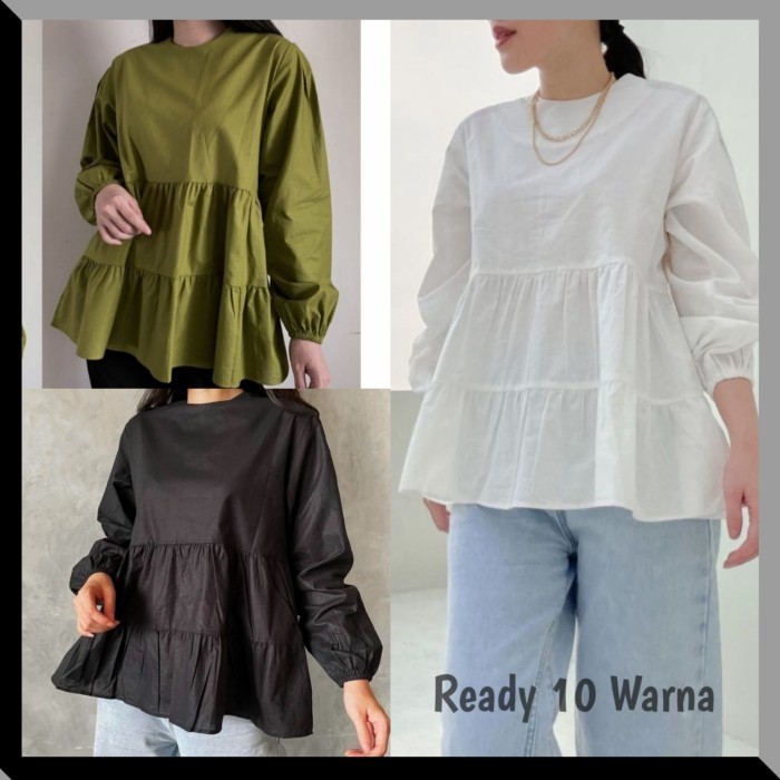 Manchu Baju Atasan Ibu Hamil Babydoll Lengan Panjang Katun Premium