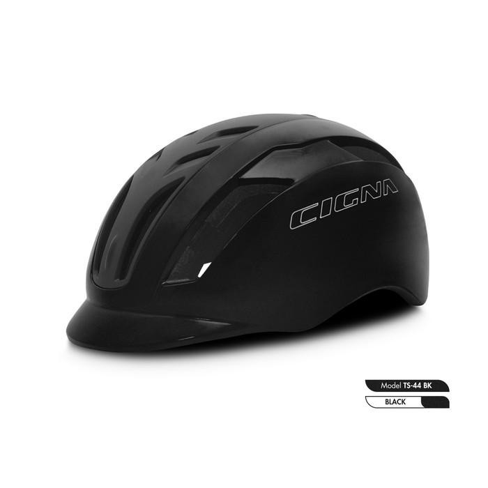 Cigna Ts-44 Bike Ultralight Helmet + Lamp Helm - Helm Sepeda - Black