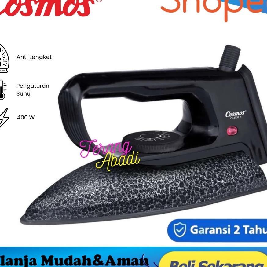 Setrika Cosmos CI-3130 N Alas Marble Non-Sti Coating 400 Watt CI-3130N / CI 3130 N / CI 3130N / CI31