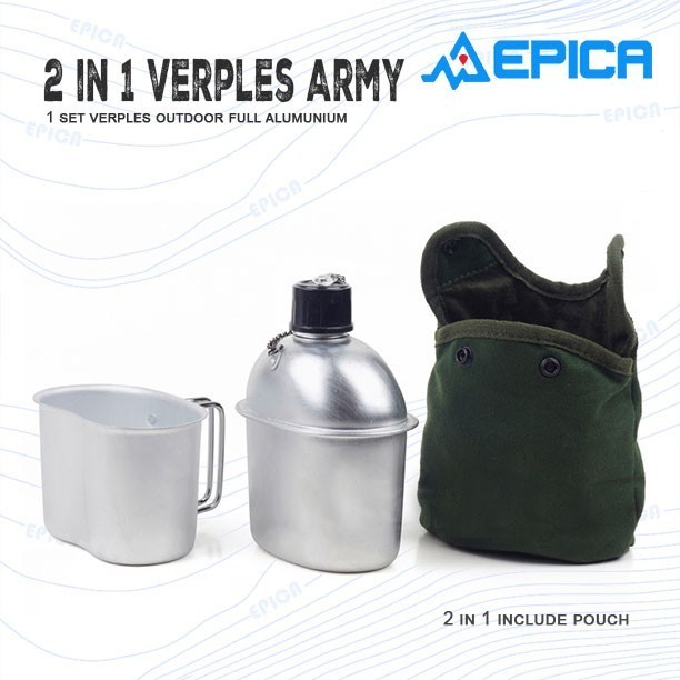 Veples Peples Epica Botol Minum Nesting Bushcraft Army Tni Alumunium 2