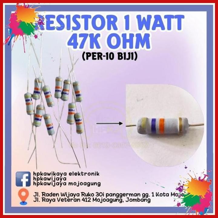 ( 10pcs ) resistor 1 watt 47k ohm 1watt 47kohm r 1 watt 47k ohm (kwj)