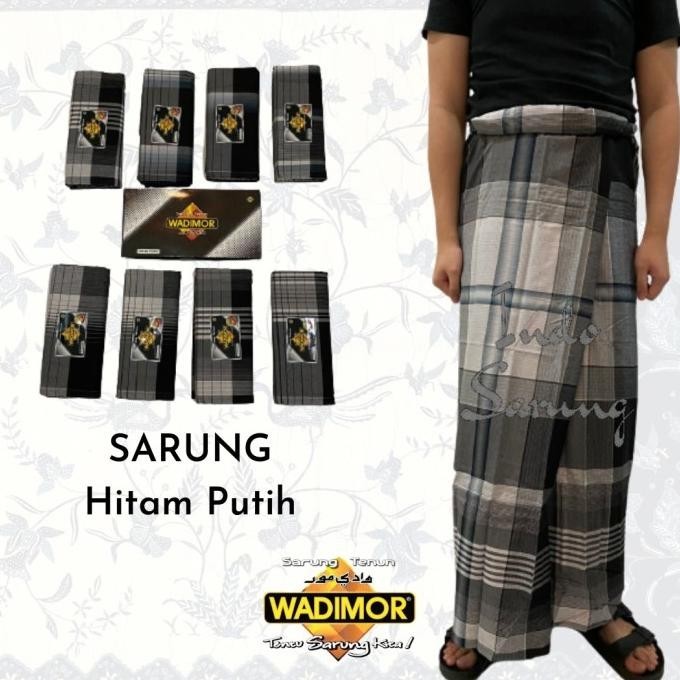 Sarung Wadimor Hitam Polos Hitam Garis Hitam Putih pakaian muslim pria
