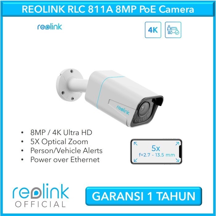 Reolink RLC-811A Kamera IP Keamanan 4K dengan Zoom Optik 5X