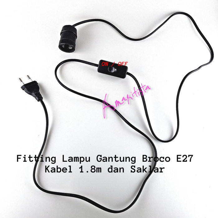 Fitting Lampu Gantung Broco E27 Dengan Kabel 1.8 Meter Dan Saklar Best