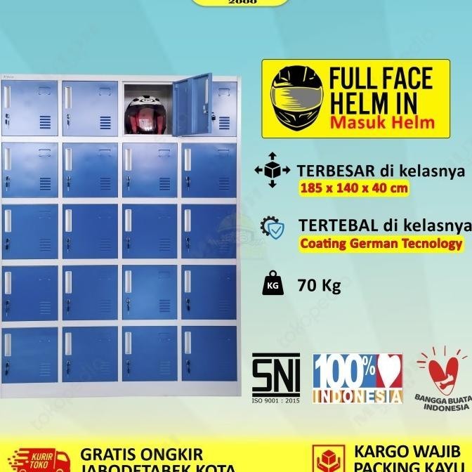 

Terbaik Loker Locker Besi 20 Pintu Jumbo Full Plat Masuk Helm Lj20P Berkualitas
