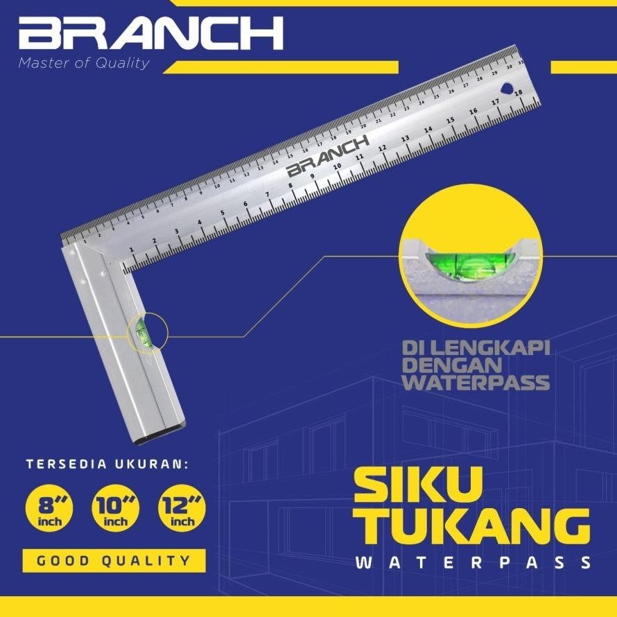 

CEPAT BRANCH PENGGARIS SIKU TUKANG ALUMINIUM WATERPASS 25 CM - 10" BSK-210