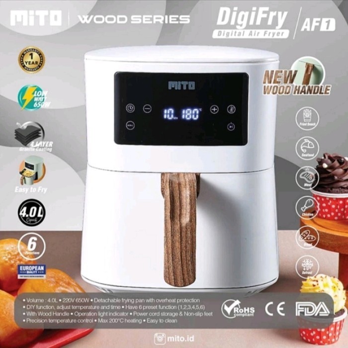 Air Fryer Mito Af 1 Digital Deep Fryer 4 Ltr Low Watt