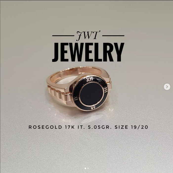 Cincin - Cincin Emas Cowok Pria Laki Black Fashion Ring Monogram Signet Keren