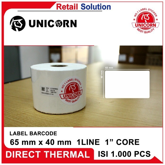 

JUAL Stiker Label Barcode Thermal 65x40mm / 65x40 mm / 65 x 40 mm isi 1000