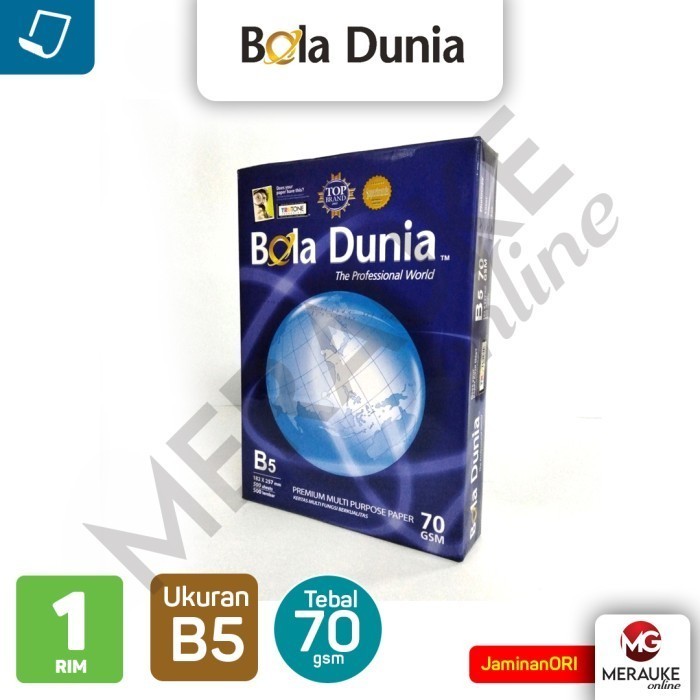 

BRG BARU Kertas HVS Bola Dunia B5 70 GSM