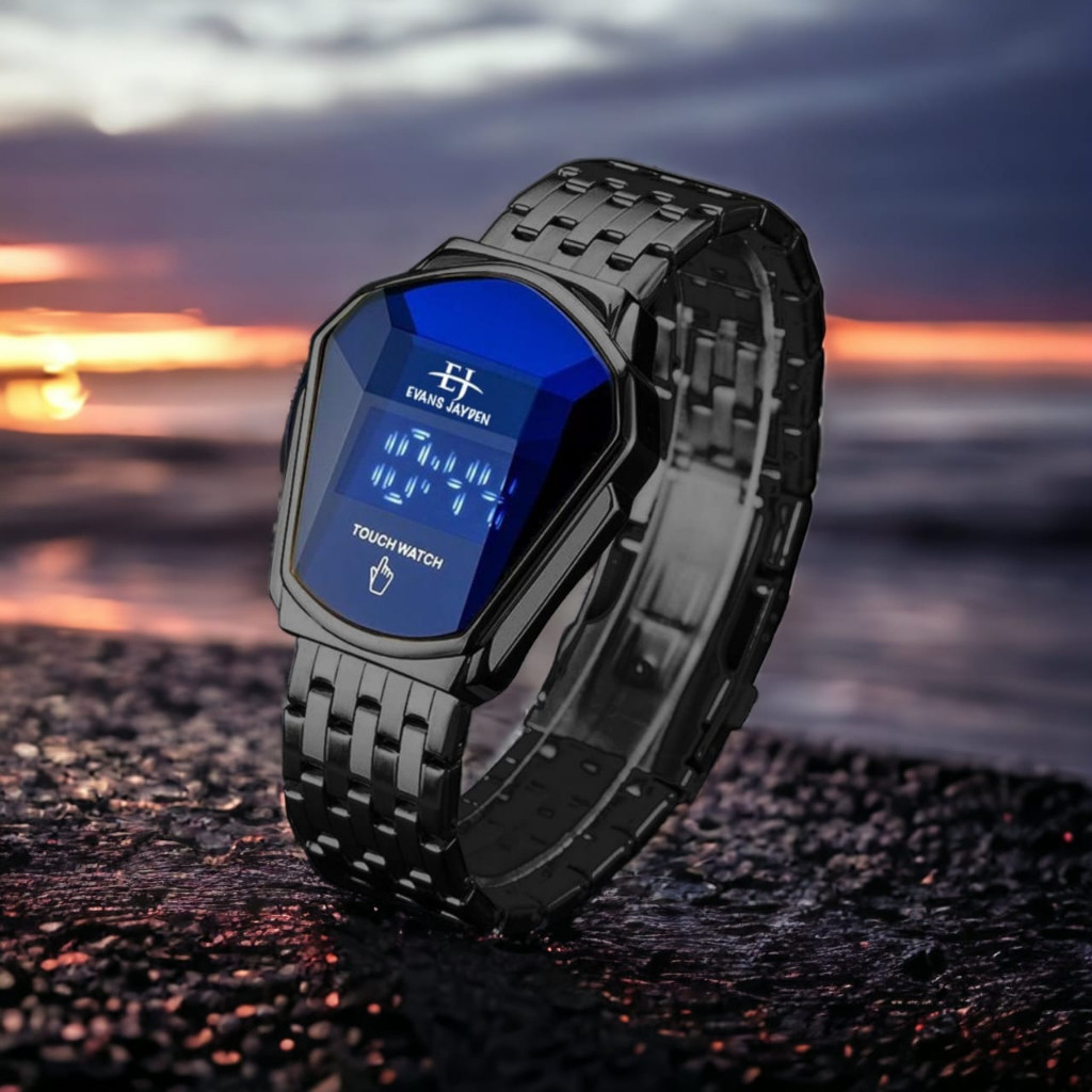 Evans Jayden Touch Screen 9953 Jam Tangan Formal Pria Murah Anti Air - All Stainless - Digital Watch