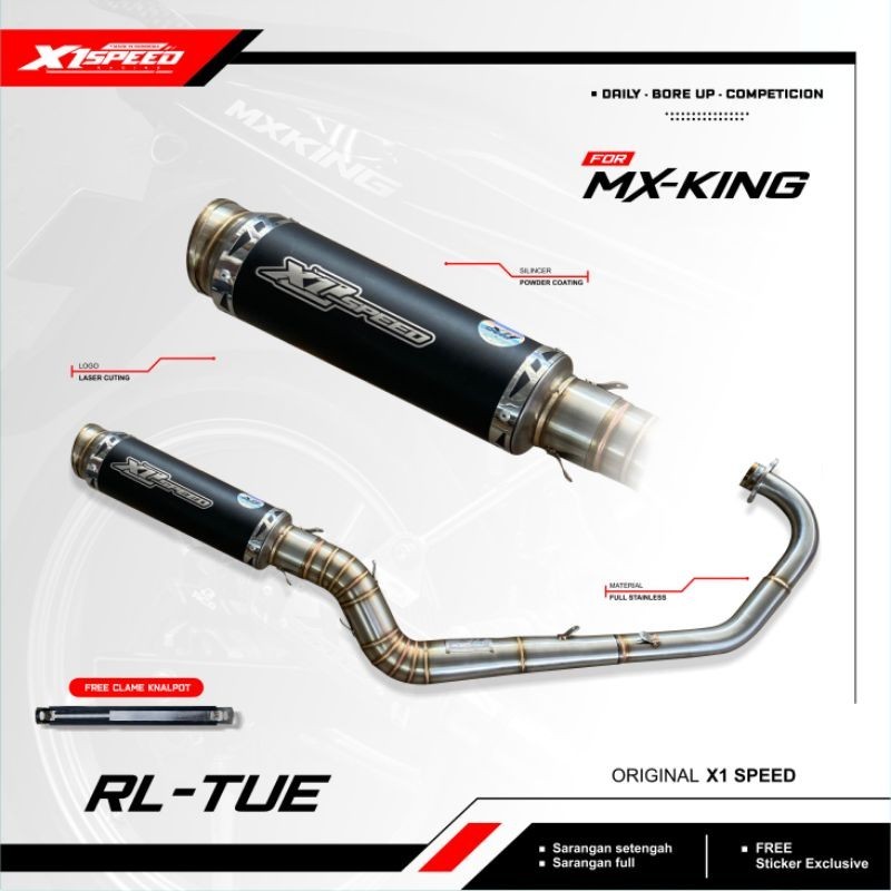 Knalpot MX king type Leher Kenalpot Y15 Malaysia Stel original X1 Speed