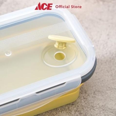 Sale Now Ace - Ataru 500 Ml Kotak Makanan Silikon - Abu-Abu/Kuning Terbaik