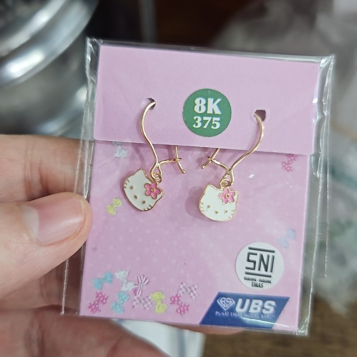 ANTING ANAK PEREMPUAN HOOK HOOKS EMAS ASLI 375 UBS SANRIO HELLO KITTY