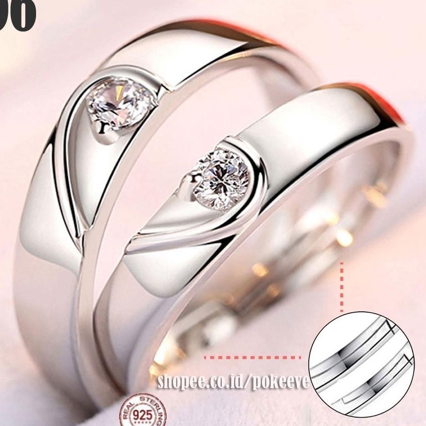 Cincin Couple/ Tunangan Perak Buat Pasangan Pria/ Wanita 925 Sterling Sier Ring