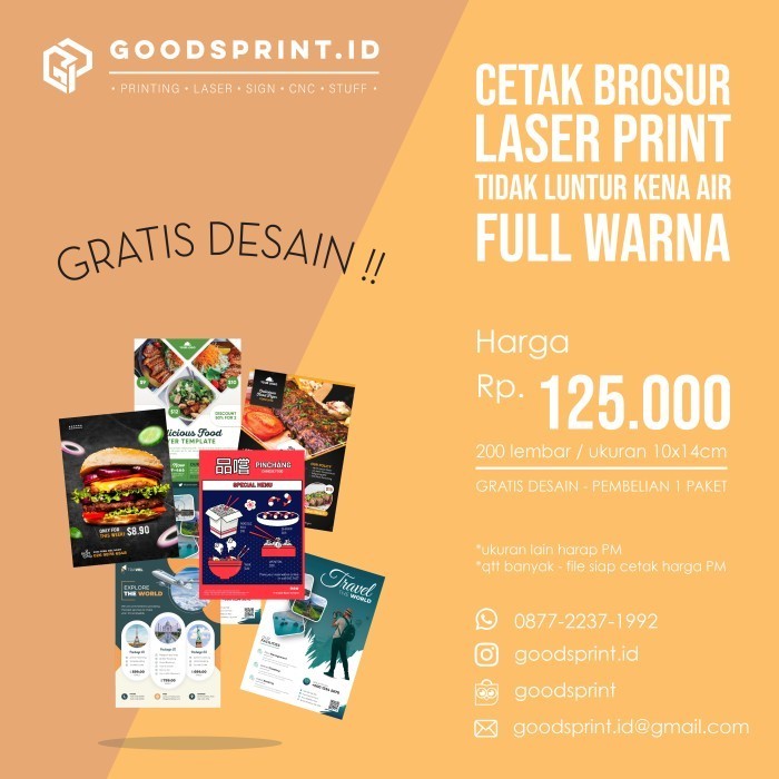 

HRG DISKON cetak brosur / flyer / pamplet. GRATIS DESAIN ! 200lbr A6 - PRINT ap