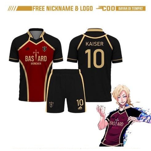Jersey Futsal & Football Motif VL Anime Bastard Munchen Blue Lock