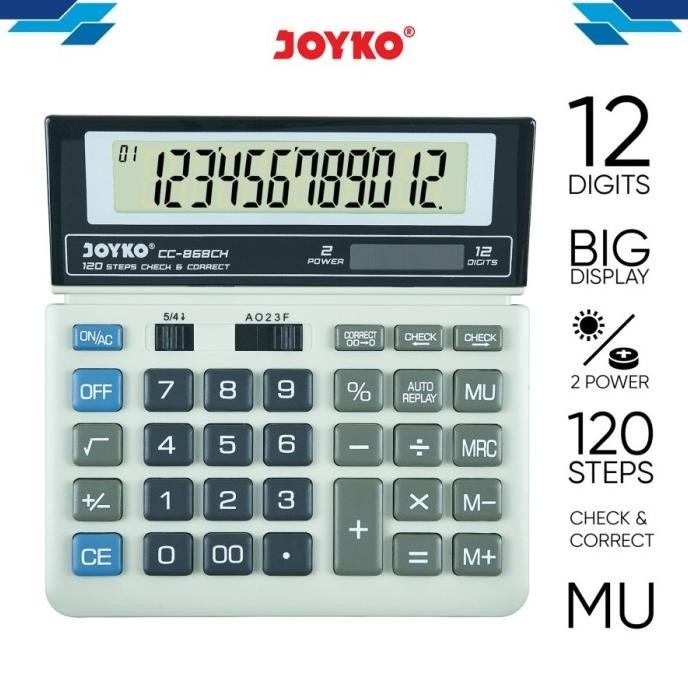 

Terjangkau - Calculator Kalkulator Joyko CC-868CH 12 Digits Check Correct !