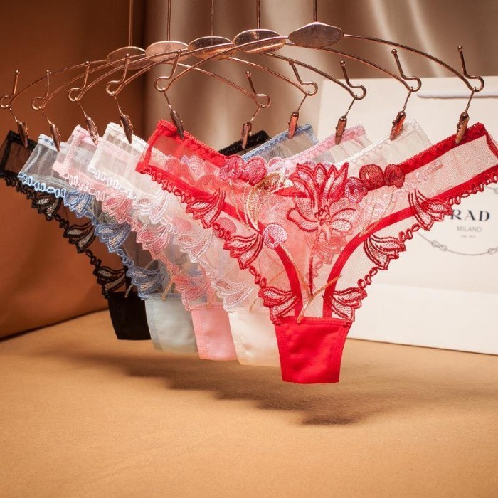 WANITA G STRING POLA BORDIR TRANSPARAN T-BACK THONG PANTIES C218 HIGHT QUALITY PRODUK 