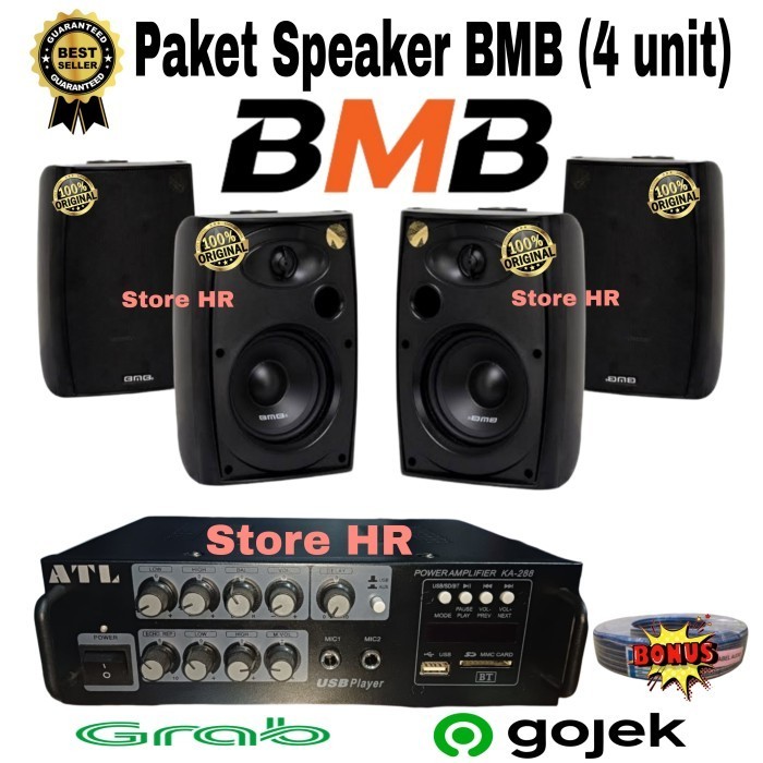 PAKET SOUND SYSTEM CAFE 4 SPEAKER BMB ORIGINAL