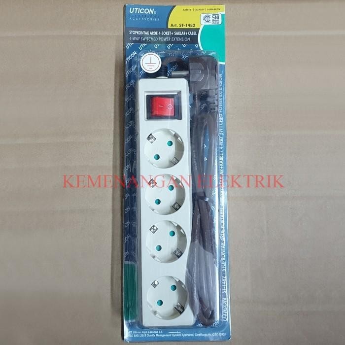STOP KONTAK ARDE UTICON 4 LUBANG ST 1482 + SAKLAR / COLOKAN LISTRIK