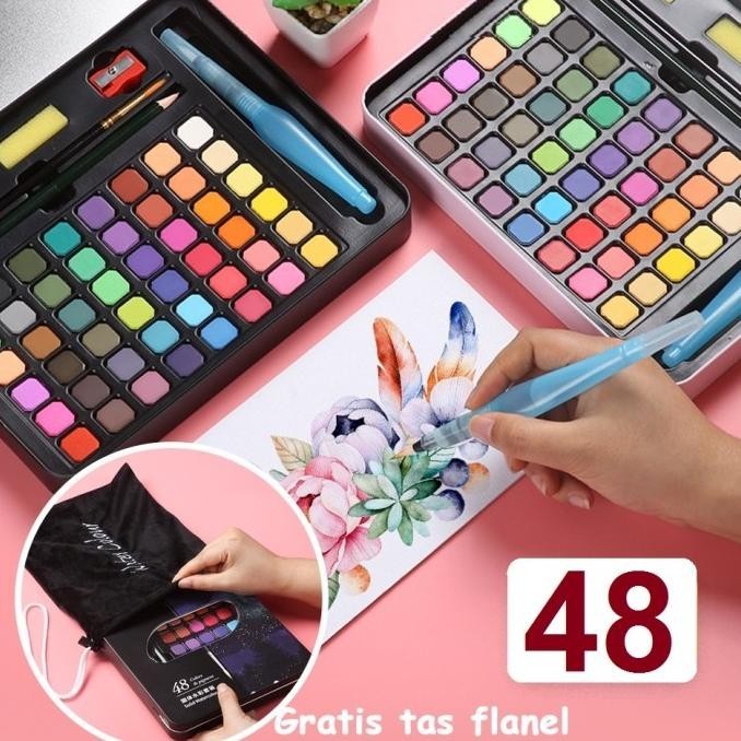 

Solid Watercolor Set Cat Air Lukis Warna Paint Set 48 Watercolor Alat