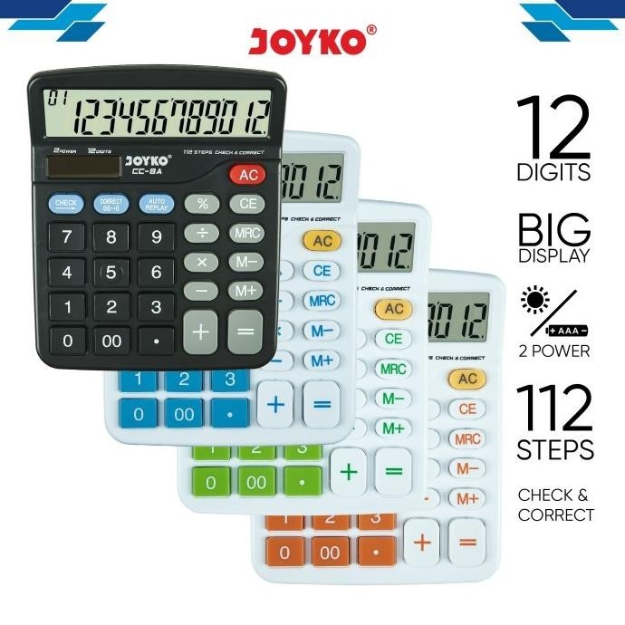 

Calculator Kalkulator Joyko Cc-8 12 Digits Check Correct