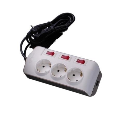 STOP KONTAK BROCO 3 LUBANG MIRING 15636 DENGAN CP, SAKLAR, DAN KABEL