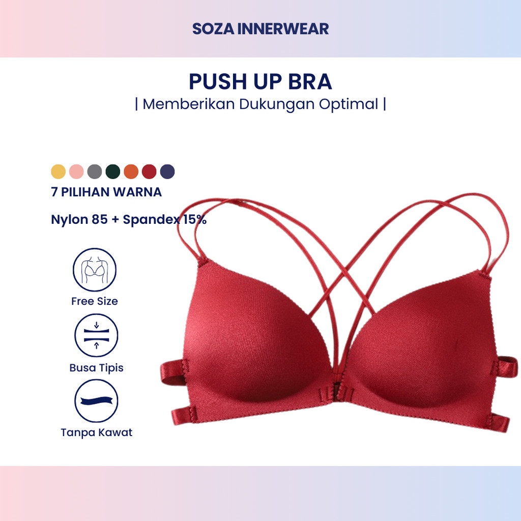 Bra Wanita Lepas Pasang Di Depan Motif Polos 501-1 Push Up Bra Busa Tipis Tanpa Kawat Tali BH Model 