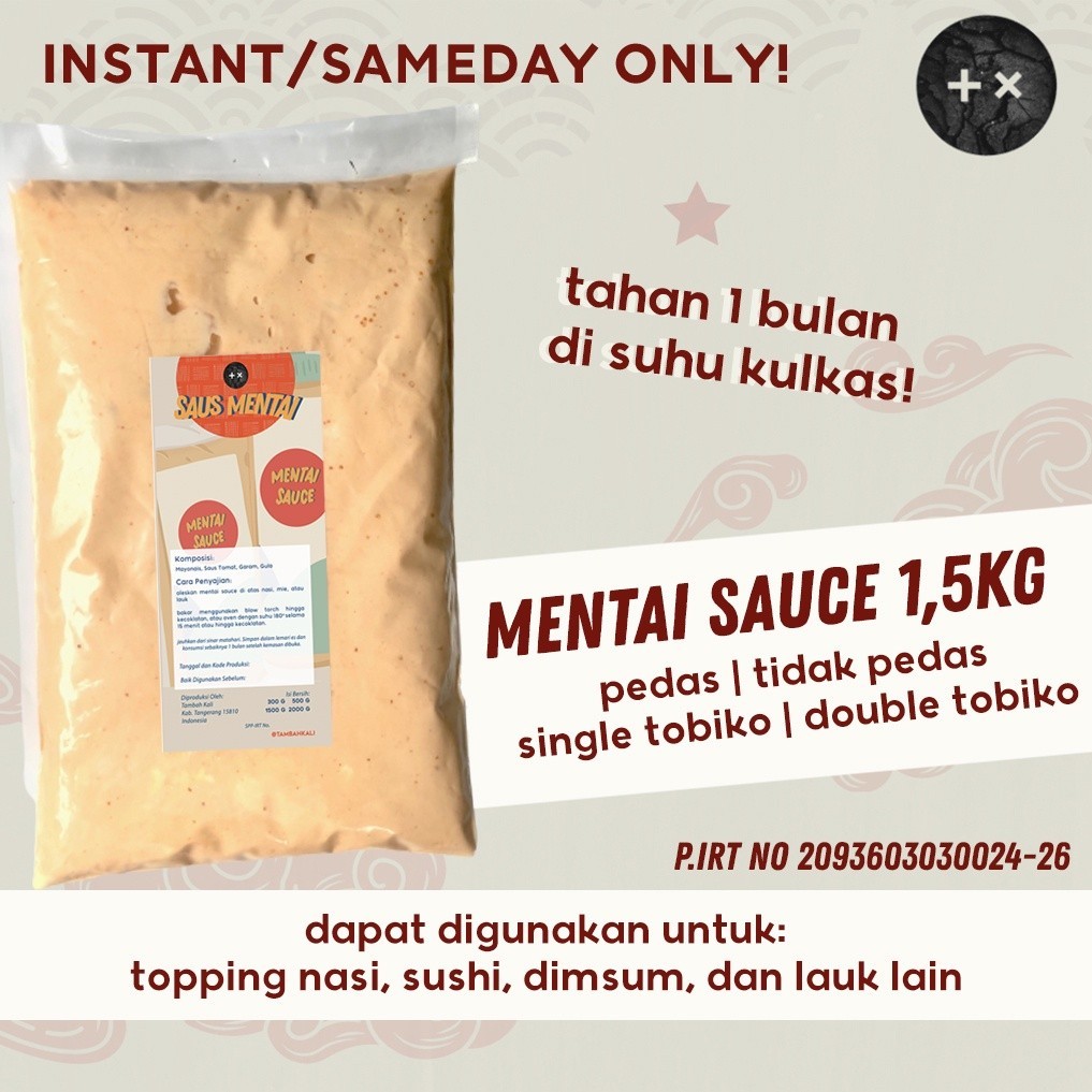 

Mentai Sauce 1,5Kg (Khusus Gojek/Grab)