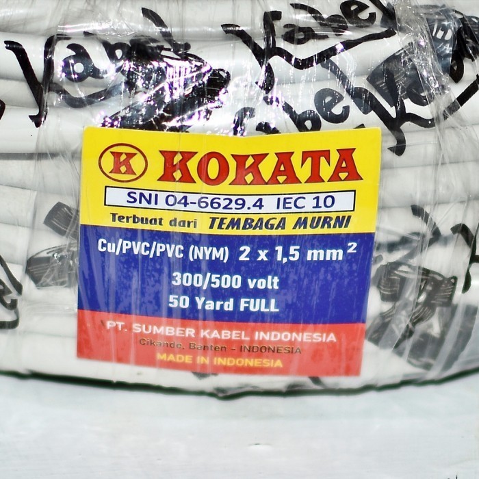 Kokata Kabel NYM By Visicom 2x1,5mm 50 Yard 45M Kabel Tembaga