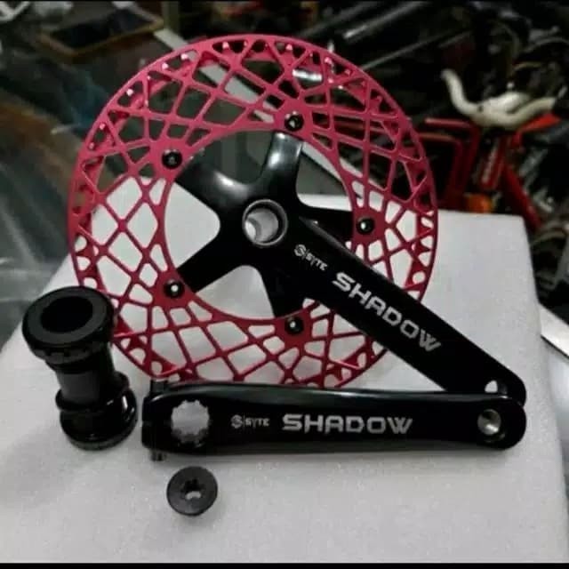 CRANK SYTE SHADOW HT2 53T / 58T MERAH FOLDING BIKE SEPEDA LIPAT