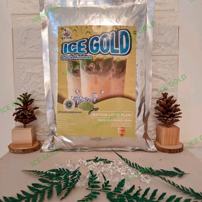 

Powder Drink Ice Gold Plain Rasa Matcha Late 1 Kg L Tanpa Gula