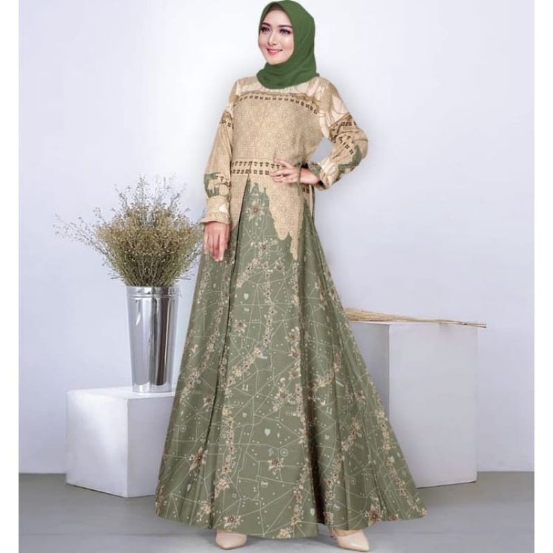 Baju Muslim Wanita Terbaru 2024 Games Dewasa Maxidress Plus Kerudung Lengan Panjang Busui Tunik Brok