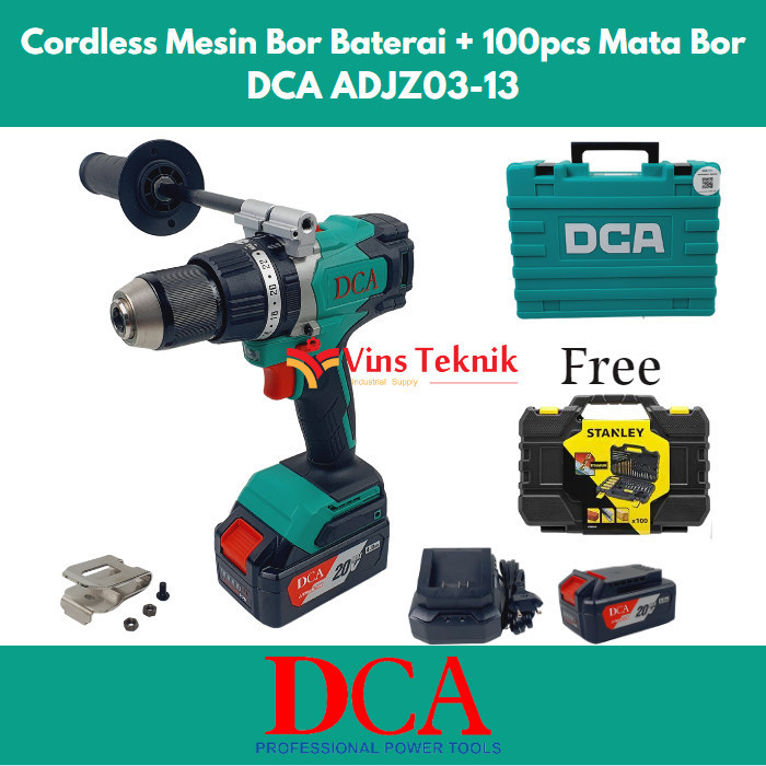 DCA ADJZ03-13 cordless brushless hammer drill + aksessories set