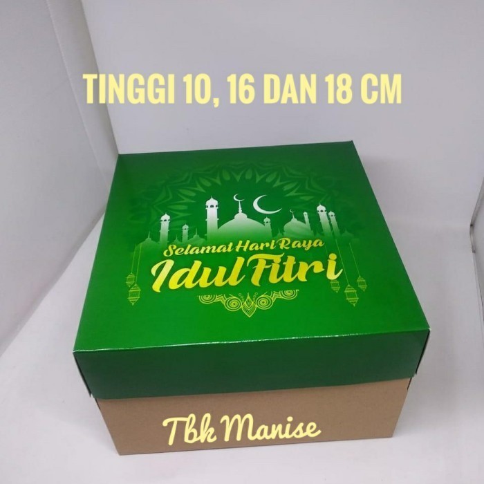 

Dus Kue Lebaran Hijau 25X25Cm / Box Kue Idul Fitri / Kardus Kue 011