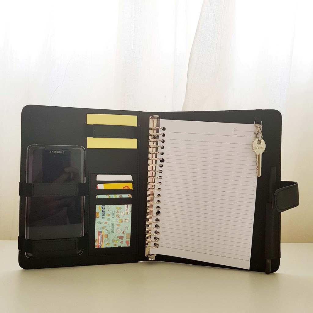 

Binder Polos A5 20 Ring Antimainstream Binder Eksklusif A5 20 Ring Multifungsi 7 Warna hitam