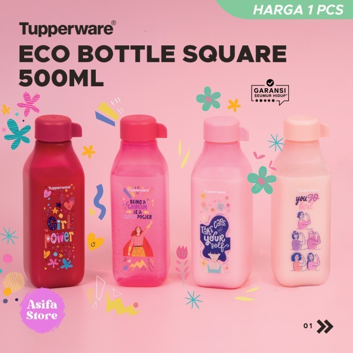 Ready Tupperware Eco Bottle Square 500Ml - Botol Minum Lucu Unik Kekinian High Quality
