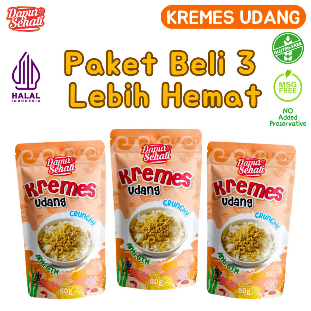 

Paket Hemat Isi 3 - Kremes Udang DAPUR SEHATI Lauk Kremes Preum No MSG Bebas Gluten