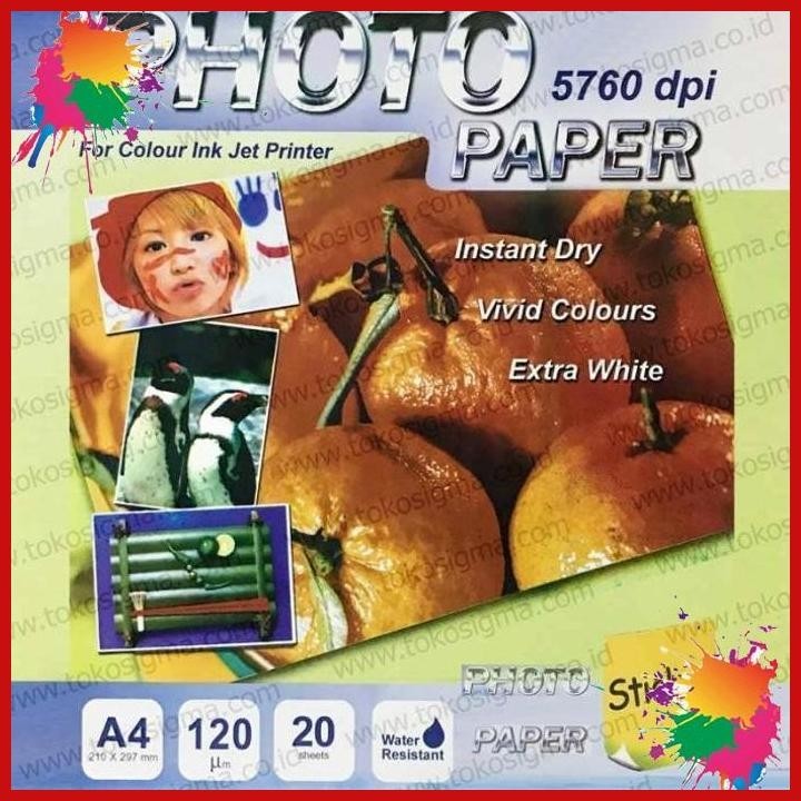 

(TOP) STIKER PHOTO PAPER GLOSSY 120 MICRON A4 20 LEMBAR
