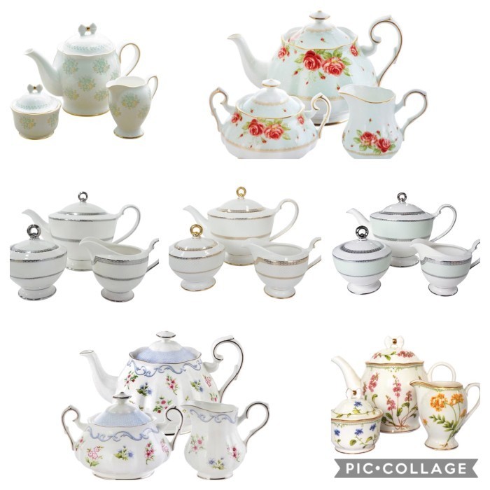 Terbaru Teapot Creamer Sugar Set Fine Bone China Ceramic St Saint James Shabby Promo Terlaris