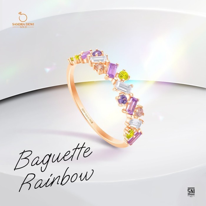 CINCIN SANDRA DEWI GOLD BAGUETTE RAINBOW 18K/75.5% MULAI 1.70 GR