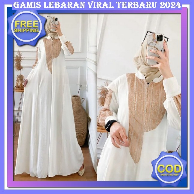 Gamis Wanita Terbaru 2024 Dress Hari Raya Idul Fitri Gaamis Rayon Motip Import Gamus Crinkle Premium