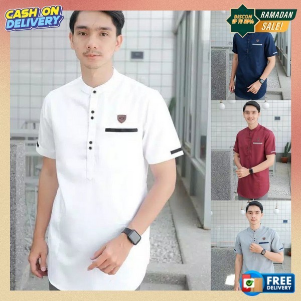 Kemko Lebaran Jumbo Atasan Muslim Terbaru Baju Koko Pria Lengan Pendek Toyobo Polos Kokoh Sholat For