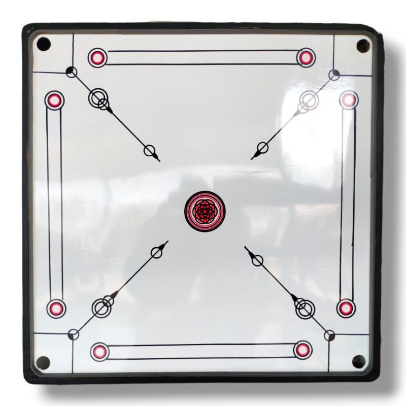 Meja Karambol Besar Putih 100 Cm x 100 Cm Komplit Koin Dan Kristal Nya
