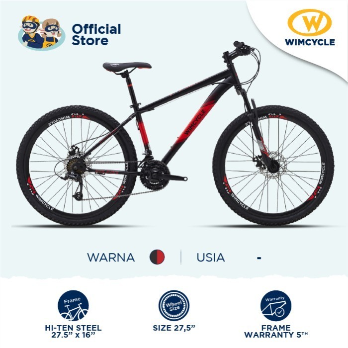 Terlaris Wimcycle Sepeda Gunung Mtb Falcon 27.5 - Red Promo Terbaru