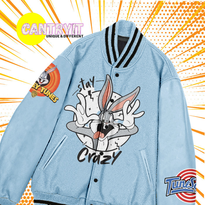READY Jaket Varsity Unisex Baseball Fullprint BUGS BUNNY